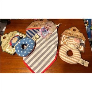 New Organic Farm Buddies Developmental Rattle Toy Plush Lot Baby.